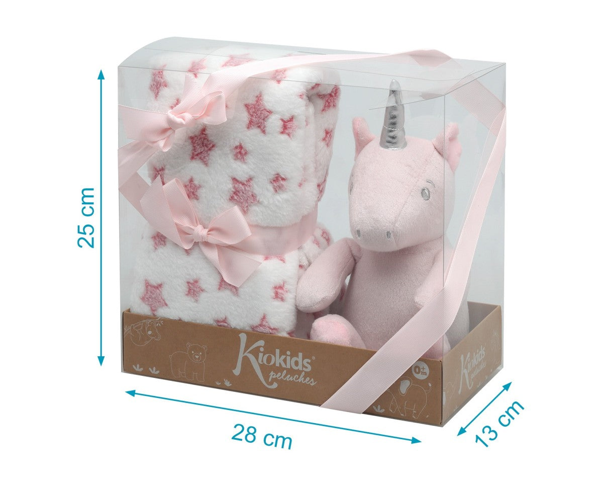 Peluche Unicorno con Copertina a Stella KioKids Rosa