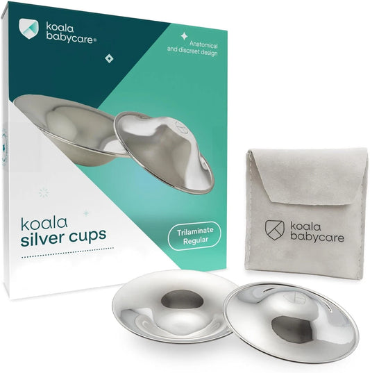 Coppette copricapezzoli Koala Babycare in argento 100%, senza nichel, per la prevenzione e il trattamento delle ragadi al seno durante l'allattamento | Dispositivo medico di classe 1 Koala Silver Cup
